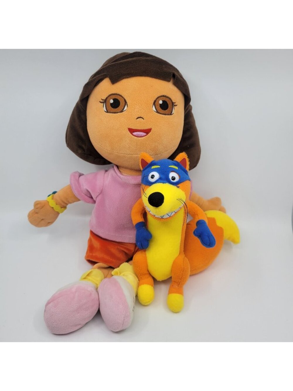DORA the EXPLORER Plush 17" Doll and SWIPER 9" Plush Fox with Blue Bandana Mask